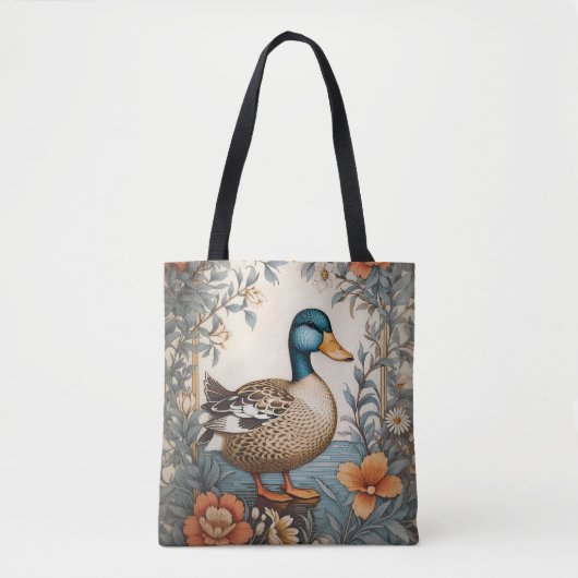 Elegant Schattige Plump Duck  Bloemen Tote Bag (Voorkant)
