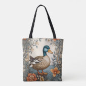 Elegant Schattige Plump Duck  Bloemen Tote Bag (Achterkant)