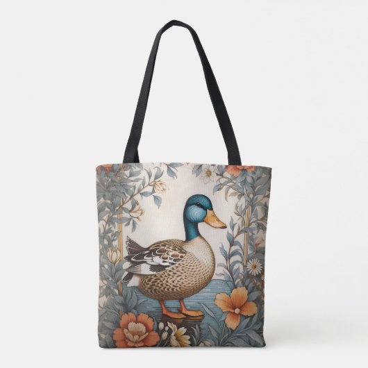 Elegant Schattige Plump Duck  Bloemen Tote Bag (Achterkant)