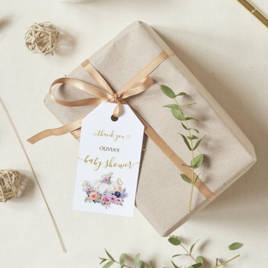 Elegant Schattige pompoen bloemenBaby shower Cadeaulabel