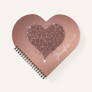 Elegant Schattige Roos Gouden Hart Glitter Notitie Notitieboek