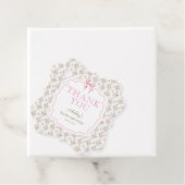 Elegant Schattige Roze Bow Meisje Baby shower Dank Bedankjes Labels (In situ)