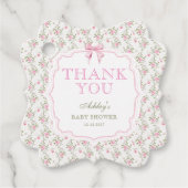 Elegant Schattige Roze Bow Meisje Baby shower Dank Bedankjes Labels (Voorkant)