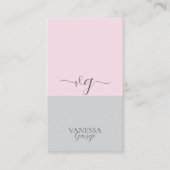 Elegant Schattige Roze Grijs Modern Monogram Custo Visitekaartje (Voorkant)