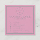 Elegant Schattige Roze Modern Monogram Custom Vierkante Visitekaartje (Achterkant)