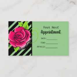 Elegant & Schattige Roze Rose Zwart Groen Gestreep Afsprakenkaartje