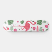 Elegant schattige roze waterverf flamingo bloemen persoonlijk skateboard (Horizontaal)