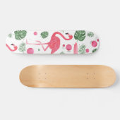Elegant schattige roze waterverf flamingo bloemen persoonlijk skateboard (Horizontaal)