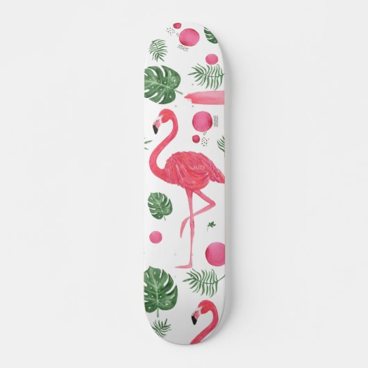 Elegant schattige roze waterverf flamingo bloemen persoonlijk skateboard (Voorkant)