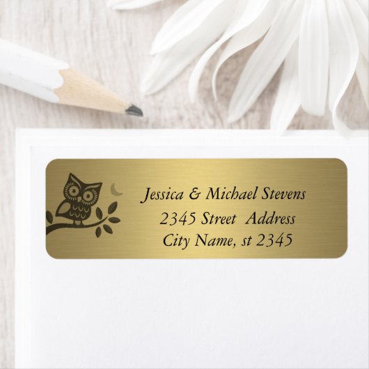 Elegant schattige uil gouden etiket (Insitu)