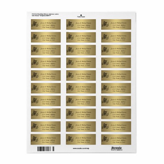 Elegant schattige uil gouden etiket (Full Sheet)