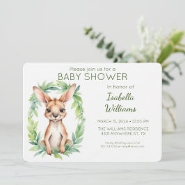 Elegant Schattige Waterverf Kangoeroe Baby shower Kaart