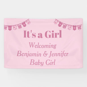 Elegant Schattige Zacht Roze Het is een Meisje Gen Spandoek