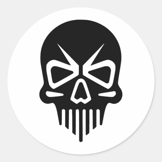 Elegant schedelsilhouet in monochroom ronde sticker (Voorkant)