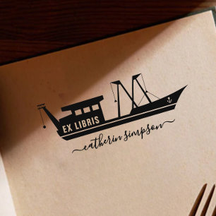 Elegant scheeps aangepaste ex libris zelfinktende stempel