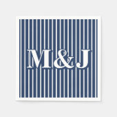 ELEGANT Scheepsstripes Blauw en Witte Initialen Servet (Voorkant)