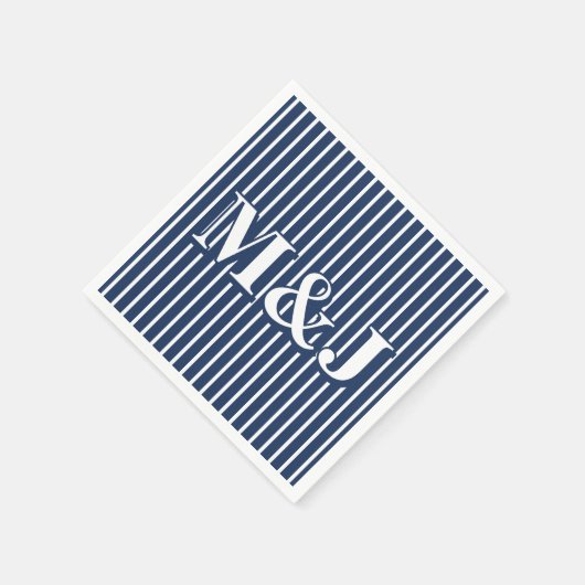 ELEGANT Scheepsstripes Blauw en Witte Initialen Servet (Hoek)
