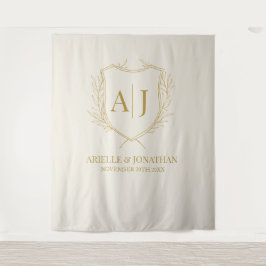 Elegant Schild monogram trouw achtergrond Wandkleed