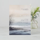 Elegant Schilderachtig Abstract Landschap Winter B Folie Uitnodiging (Staand Voorkant)