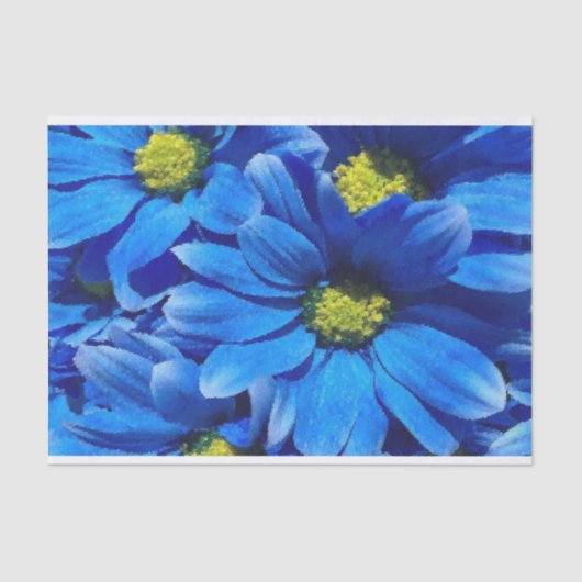 Elegant schilderblauw bloemweefselpapier tissuepapier (Voorkant)