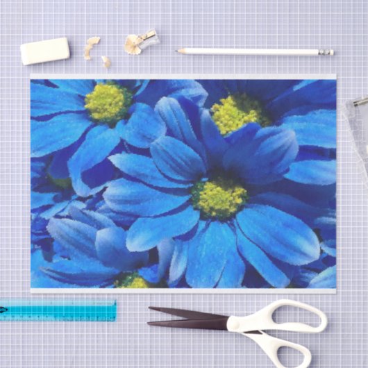 Elegant schilderblauw bloemweefselpapier tissuepapier (Craft)