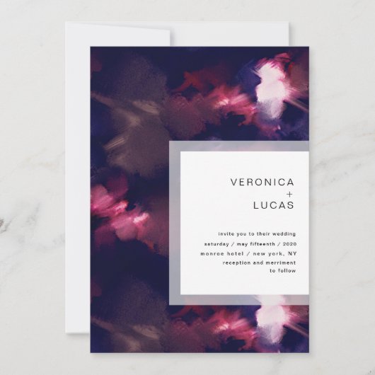 Elegant Schilderen Moderne Borstel Lijn Bruiloft Kaart (Voorkant)