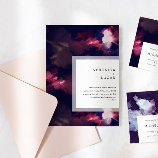 Elegant Schilderen Moderne Borstel Lijn Bruiloft Kaart