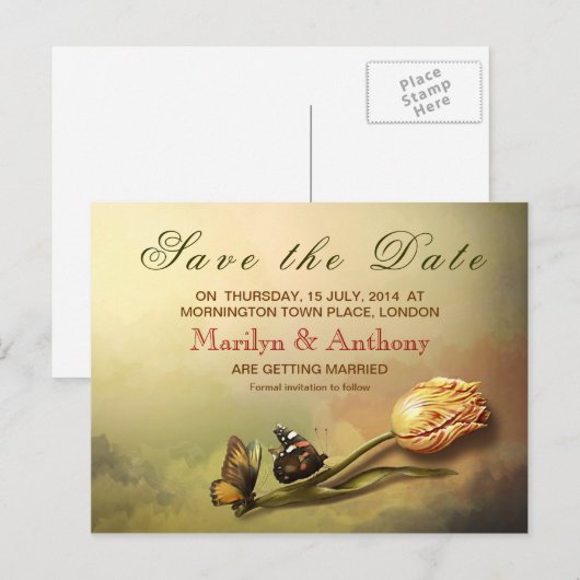 Elegant schilderij Save the date briefkaarten (Voorkant / Achterkant)