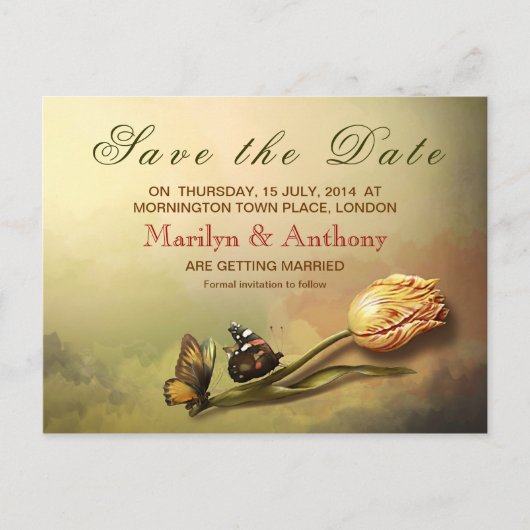 Elegant  schilderij Save the date briefkaarten (Voorkant)