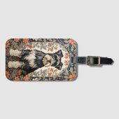 Elegant Schnauzer William Morris Inspired Floral Bagagelabel (Voorkant (horizontaal))