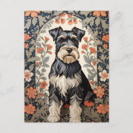Elegant Schnauzer William Morris Inspired Floral Briefkaart