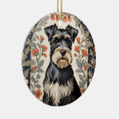 Elegant Schnauzer William Morris Inspired Floral Keramisch Ornament (Rechts)
