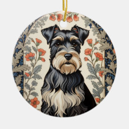 Elegant Schnauzer William Morris Inspired Floral Keramisch Ornament