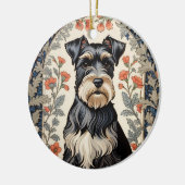 Elegant Schnauzer William Morris Inspired Floral Keramisch Ornament (Links)