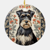 Elegant Schnauzer William Morris Inspired Floral Keramisch Ornament (Achterkant)