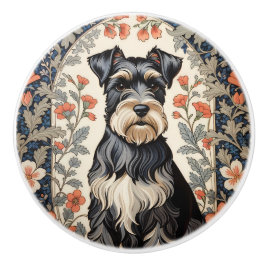 Elegant Schnauzer William Morris Inspired Floral Keramische Knop