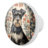 Elegant Schnauzer William Morris Inspired Floral Keramische Knop (Rechts)