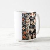 Elegant Schnauzer William Morris Inspired Floral Koffiemok (Voorkant rechts)