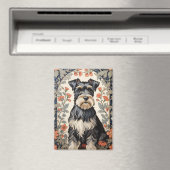 Elegant Schnauzer William Morris Inspired Floral Magneet (Insitu (Vaatwasser))