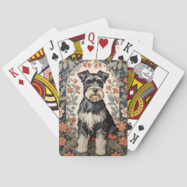 Elegant Schnauzer William Morris Inspired Floral Pokerkaarten