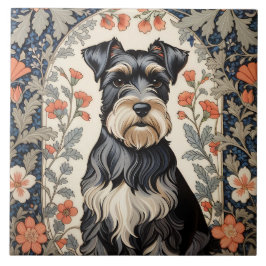 Elegant Schnauzer William Morris Inspired Floral Tegeltje