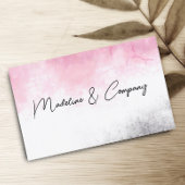elegant schone waterverf roze en grijs minimalisti visitekaartje