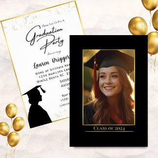 Elegant School Afstuderen Fotojaar Glitter Kaart