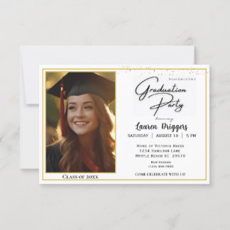 Elegant School Afstuderen Fotojaar Glitter Kaart