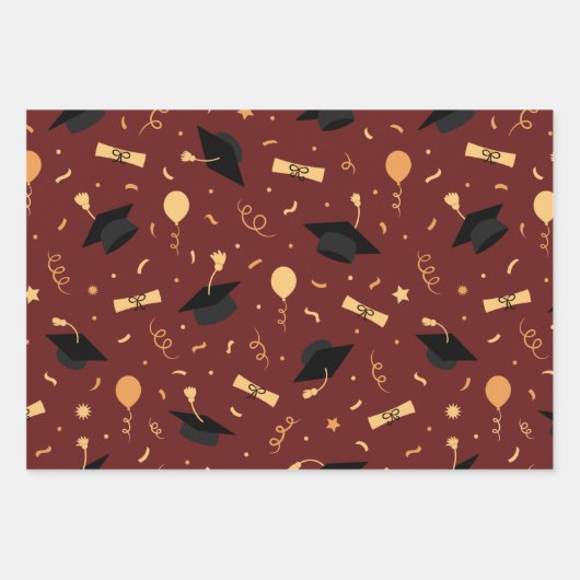 Elegant School Afstuderen Theme Burgundy Inpakpapier Vel (Voorkant 2)