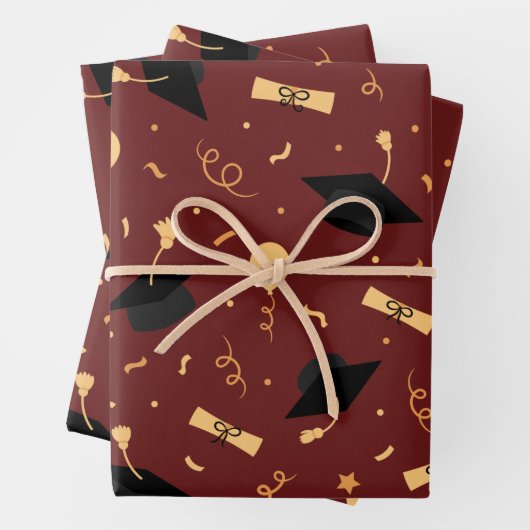 Elegant School Afstuderen Theme Burgundy Inpakpapier Vel (In situ)