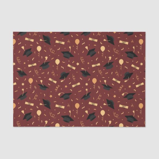 Elegant School Afstuderen Theme Burgundy Tissuepapier (Voorkant)