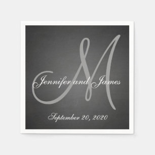 Elegant schoolbord Monogram Papieren servetten