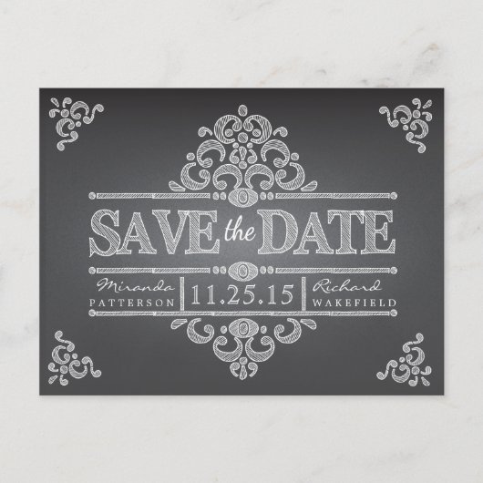 Elegant schoolbord Save the Date Wedding Briefkaar Aankondigingskaart (Voorkant)