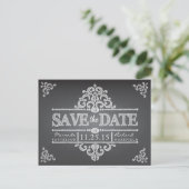 Elegant schoolbord Save the Date Wedding Briefkaar Aankondigingskaart (Staand voorkant)